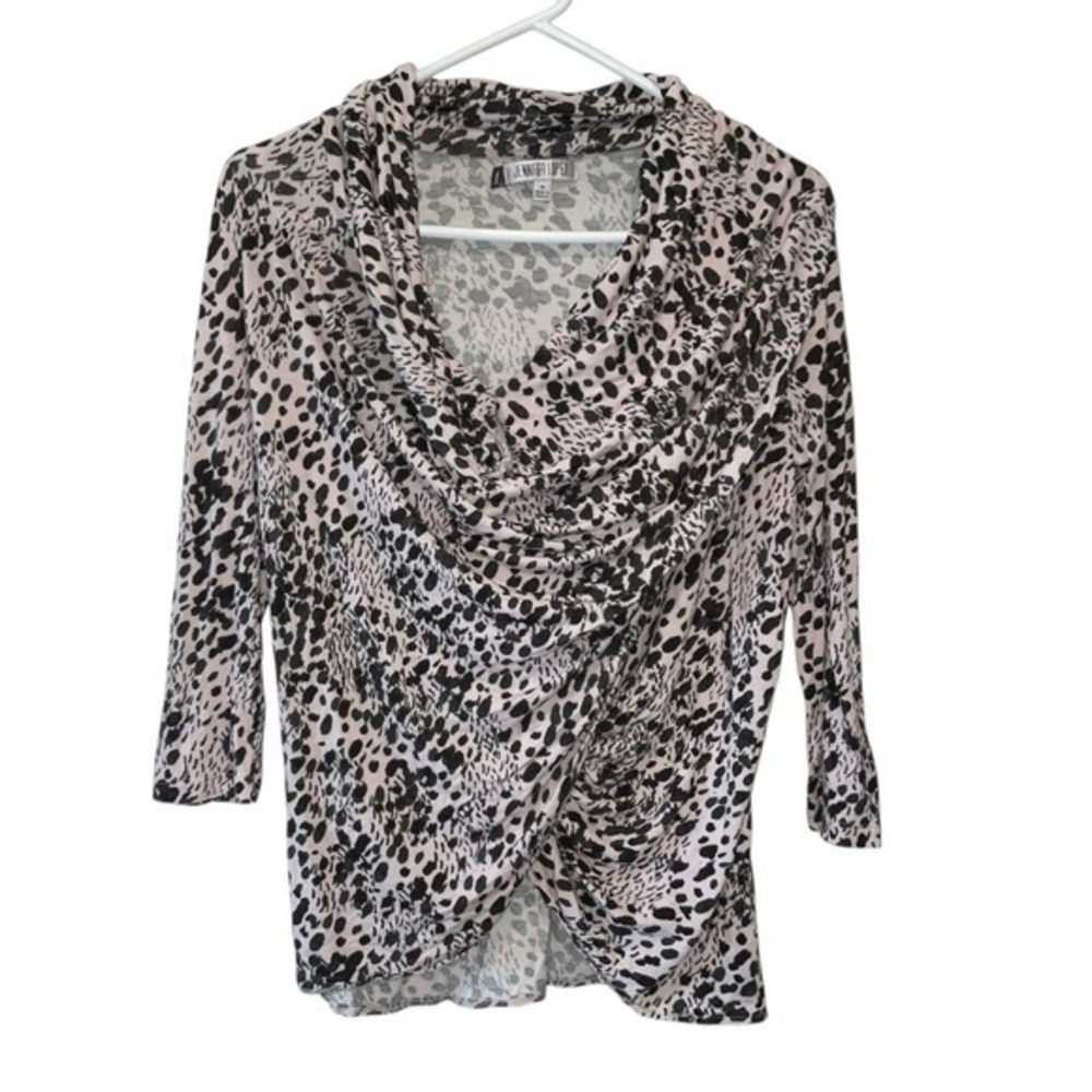 Jennifer Lopez Leopard Print Cowl Neck Blouse